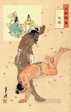 Luchadores de sumo 1899 Ogata Gekko Japonés Pinturas al óleo